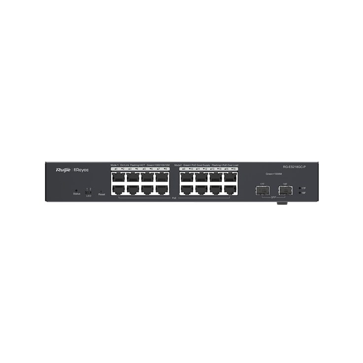 Ruijie Networks RG-ES218GC-P network switch Managed L2 Gigabit Ethernet (10/100/1000) Power over Ethernet (PoE) Black