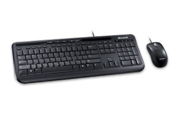 Microsoft Wired Desktop 600 keyboard Mouse included Universal USB QWERTY UK English Black