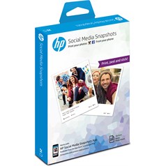 HP Social Media Snapshots Removable Sticky Photo Paper-25 sht/10 x 13 cm White Semi-gloss