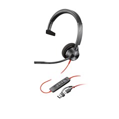 HP Poly Blackwire 3310 Monaural Microsoft Teams Certified USB-C Headset +USB-C/A Adapter