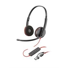 Poly Blackwire 3220 Stereo USB-C Headset +USB-C/A Adapter (Bulk)